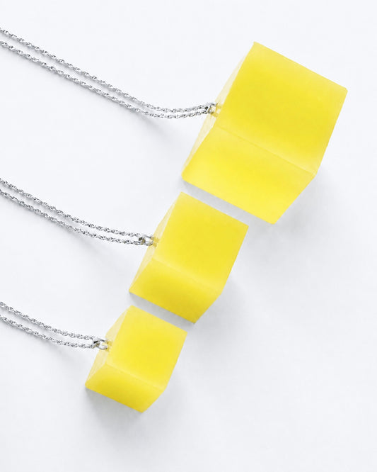 Cube Necklace - Lemon Yellow