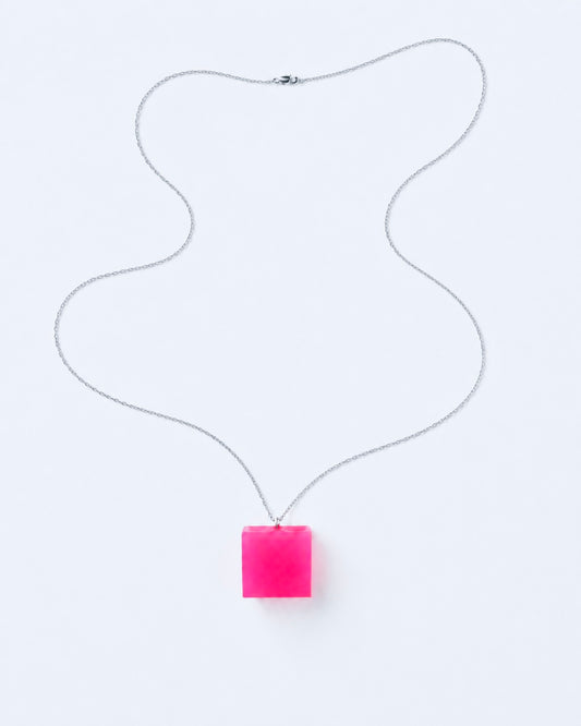 Cube Necklace - Neon Pink