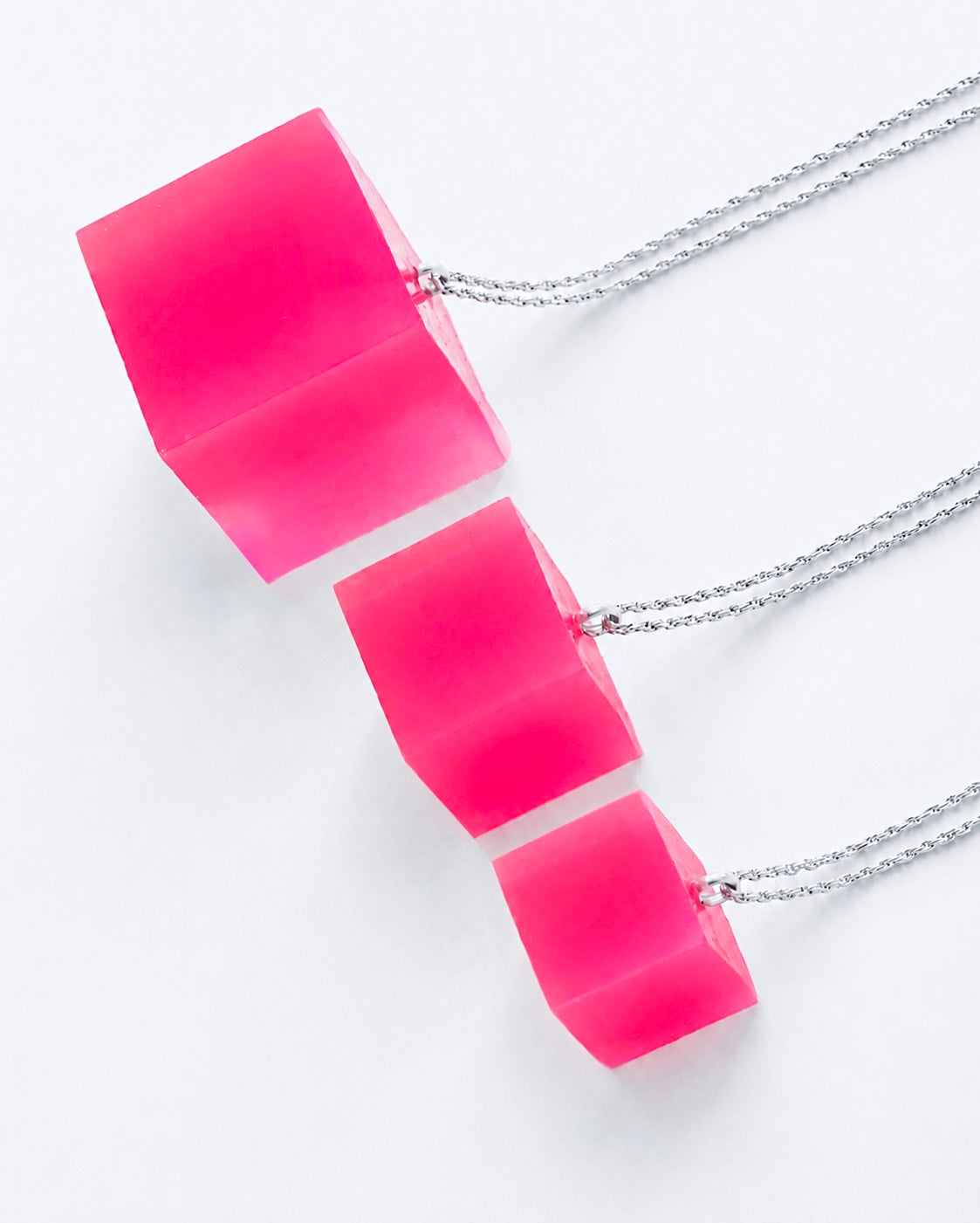 Cube Necklace - Neon Pink